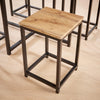 Kitchen Breakfast Bar Set Square Wooden Table Black Metal Frame with 4 Barstools