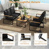 Metal Conversation Sofa Set Sectional Outdoor Seating-Black