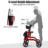 2-in-1 Rollator Walker Foldable Aluminum Alloy Medical Walker with Seat