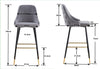 Pair of Bar Stools Kitchen Breakfast Velvet Padded Bar Chair with Metal Legs