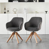 1 PC Dining Chair 360° Swivel Velvet Oak Solid Wood Legs Kitchen Room Chair