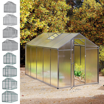 4/6/8/10*6FT Walk-In Transparent Sheets Greenhouse Plant Grow Galvanized Alumini