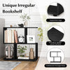 2-Tier Irregular Bookshelf Freestanding Wooden Display Shelf w/Compartment Black