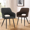 Set of 2 Faux Leather Dining Chairs Diamond Seat with Hole Design Modern Chair