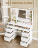 Dressing Table with Led Lights Large Mirror 9 Drawers White Makeup Desk Ambient
