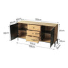 Rattan Boho Side Cabinet with 2 Door Cupboard & 3 Drawers Home Office Metal Base
