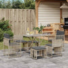 7 Piece Garden Dining Set with Cushions Grey Poly Rattan E3J7