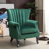 Emerald Green Padded Velvet Armchair Queen Anne Sofa Tub Chair Shell Back Rivet