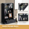 4 -tier Wooden Bookcase Storage Rack Open Display Shelf w/ 1 Drawer Black