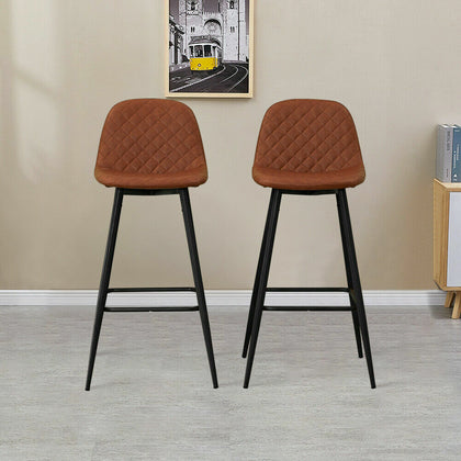 2x Bar Stools PU Dining Room Kitchen Breakfast High Chairs Footrest Barstool