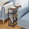 Small End Table for Small Spaces - Slim Side Table with Magazine Holder