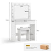 Dressing Table LED Lights & 1 Drawer Makeup Table with Mirror Bedroom White Gift