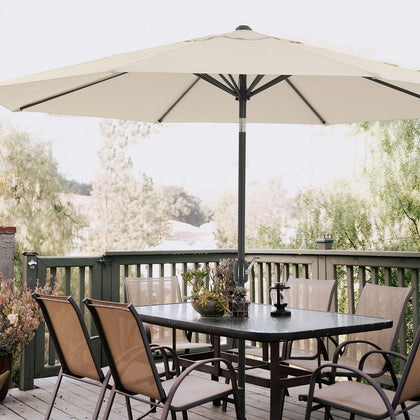 3M Banana Parasol Sun Shade Patio Hanging Umbrella Cantilever Garden Beige UK