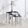 3pcs Rectangular Black Tempered Glass Side End Nested Table Bedside Coffee Table