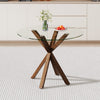 Round Tempered Glass Dining Table 100cm Kitchen Table Modern Furniture Cross Leg