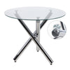 90cm Clear Round Dining Table Glossy X Crossed Legs Tempered Glass & Chrome Legs