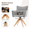 1PC 360° Rotatable Velvet Fabric Dining Chair Swivel Wooden Legs Kitchen Chair