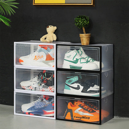 12x Transparent Shoe Display Boxes Sneaker Trainers Organizer Box Case Stackable