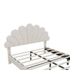 Double Bed 135x190 cm Velvet Upholstered Platform Bed Frame with Headboard Beige