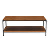 Large Rectangular Coffee Table 2 Tier Rustic Walnut Living Room w/ Storage Shelf