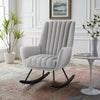 Modern Rocking Chair Upholstered Fabric Leisure Armchair High Wing Back Rocker