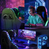 Gaming Chair 12 RGB LED Lights Computer Office Chair Swivel Chair Footrest Blue