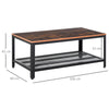 HOMCOM 2-Tier Wooden Coffee Table Retro Industrial Style Side Desk Living Room