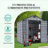 8X6FT Plastic Garden Shed Apex with Floor Window Lockable Door Wood Grain Grey