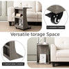C-Shaped End Table Mobile Sofa Side Table Bedroom Rolling Coffee Table W/Storage