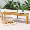 Acacia Wood Patio Bench Outdoor Dining Bench Backless Farmhouse Bench