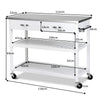 Kitchen Trolley Cart Rolling Island Cart Serving Cart Large Storage 2 Drawers