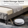 Single Size Bed Frame Upholstered Platform Bed Slat Support W/ Storage Headboard