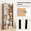 6-Tier Bookshelf Tall Freestanding Bookcase with Anti-Toppling Devices Natural