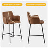 2PCs Faux Leather Bar Stool Breakfast Kitchen Bar Chair w/ Backrest Footrest