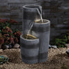 Solar Powered LED Water Feature Fountain Outdoor 3 Tier Barrel Garden Ornament