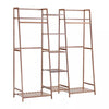 Wooden Clothes Rail Rack Garment Hanging Stand Open Wardrobe w/Bottom&Top Shelf