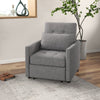 Convertible Single Chair Bed with Upholstered Fabric, Grey