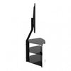 Curved Glass TV Stand for Up To 65" Gloss, Open Storage, White with Black Glass