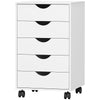 Mobile Vertical Filing Cabinet with 5 Drawers for Home Office, White