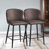 2 Pcs Bar Stools Brown Grey Metal Legs Faux Leather Dining Room Breakfast Stool