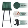 Set of 2 Velvet Chairs High Back Bar Stools Footrest Backrest Metal Legs Pub