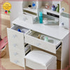 White Dressing Table with Mirror Vanity Makeup Desk & Stool Set With LED Lights