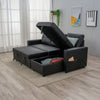 Linen/Faux Leather Sofa Bed Corner - Sofa Bed with Storage & Reversible Chaise