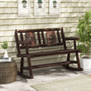 Outdoor Carbonized 2-Seat Wood Rocking Bench Garden Double Rocking Chair