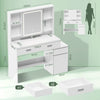 Dressing Table with Adjustable LED Light Vanity Table White 4 Drawers