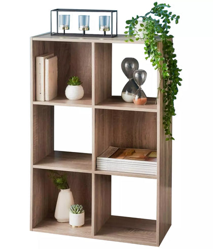 6 Cube Wooden Bookcase Shelving Storage Display Shelves Wood Unit Free Standing