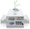 Coffee Table with Storage, White Coffee Table for Living Room with Led RGB Light