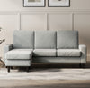 3 Seater Linen Corner Sofa, Reversible Chaise in Grey, Upholstered L Shape Couch