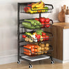 3/5/6 Tier Vegetable Fruit Trolley Cart Kitchen Rack Storage Basket Holder Shelf