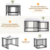 Nesting Coffee Table Set Metal Square Stacking Side Tables Marble-Look Tabletop